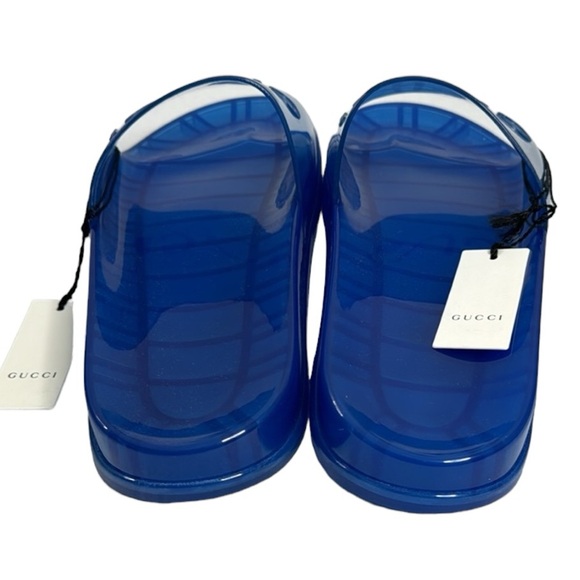 GUCCI NWT MEN’S BLUE SLIDES SANDALS SIZE 11 MADE IN ITALY LUXURY - Picture 5 of 10